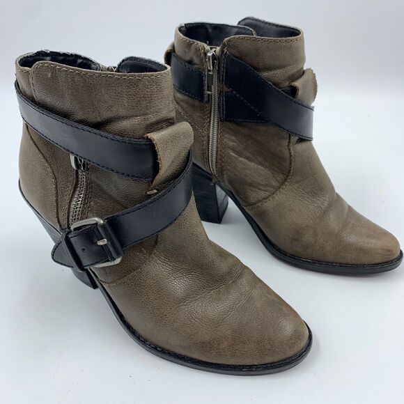 DV Dolce Vita 6.5 Ankle Booties Boots Biker Boho Festival Western Brown Leather - Picture 2 of 7